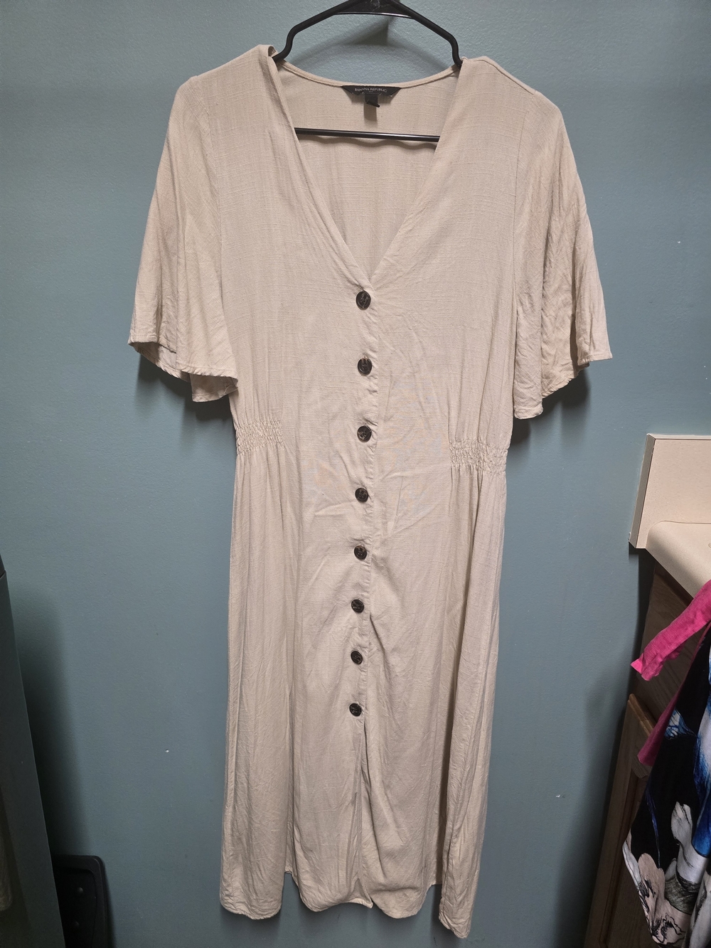 Banana Republic Cream Button-Front Midi Dress